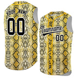 Custom Gold Snakeskin Pattern Authentic Sleeveless Baseball Jersey