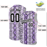 Custom Purple Snakeskin Pattern Authentic Sleeveless Baseball Jersey