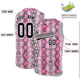 Custom Pink Snakeskin Pattern Authentic Sleeveless Baseball Jersey