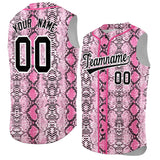 Custom Pink Snakeskin Pattern Authentic Sleeveless Baseball Jersey