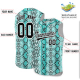 Custom Aqua Snakeskin Pattern Authentic Sleeveless Baseball Jersey