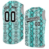 Custom Aqua Snakeskin Pattern Authentic Sleeveless Baseball Jersey