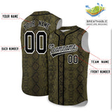 Custom Black Snakeskin Pattern Authentic Sleeveless Baseball Jersey