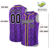 Custom Yellow Snakeskin Pattern Authentic Sleeveless Baseball Jersey