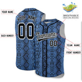 Custom Black Snakeskin Pattern Authentic Sleeveless Baseball Jersey