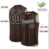 Custom Black Snakeskin Pattern Authentic Sleeveless Baseball Jersey