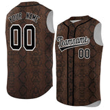 Custom Black Snakeskin Pattern Authentic Sleeveless Baseball Jersey