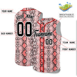 Custom Red Snakeskin Pattern Authentic Sleeveless Baseball Jersey