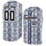 Custom Navy Snakeskin Pattern Authentic Sleeveless Baseball Jersey