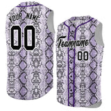 Custom Purple Snakeskin Pattern Authentic Sleeveless Baseball Jersey