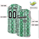 Custom Kelly Green Snakeskin Pattern Authentic Sleeveless Baseball Jersey