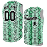 Custom Kelly Green Snakeskin Pattern Authentic Sleeveless Baseball Jersey