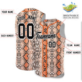 Custom Orange Snakeskin Pattern Authentic Sleeveless Baseball Jersey