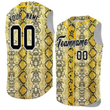 Custom Gold Snakeskin Pattern Authentic Sleeveless Baseball Jersey
