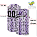 Custom Purple Snakeskin Pattern Authentic Sleeveless Baseball Jersey