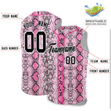 Custom Pink Snakeskin Pattern Authentic Sleeveless Baseball Jersey