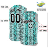 Custom Aqua Snakeskin Pattern Authentic Sleeveless Baseball Jersey