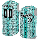 Custom Aqua Snakeskin Pattern Authentic Sleeveless Baseball Jersey