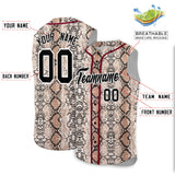 Custom Crimson Snakeskin Pattern Authentic Sleeveless Baseball Jersey