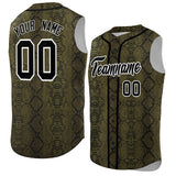 Custom Black Snakeskin Pattern Authentic Sleeveless Baseball Jersey