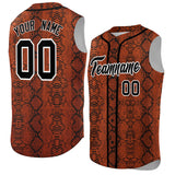 Custom Black Snakeskin Pattern Authentic Sleeveless Baseball Jersey