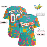 Custom Aqua Graffiti Fashion Baseball Jersey For Women