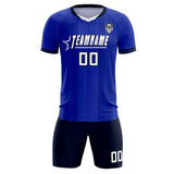 Custom Royal Classic Striped Personalized Soccer Tops/Sets Jersey