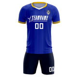 Custom Royal Classic Striped Personalized Soccer Tops/Sets Jersey