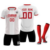 Custom White Classic Striped Personalized Soccer Tops/Sets Jersey