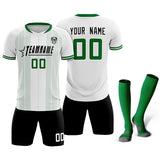 Custom White Classic Striped Personalized Soccer Tops/Sets Jersey