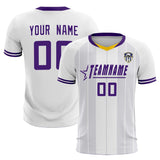 Custom White Classic Striped Personalized Soccer Tops/Sets Jersey