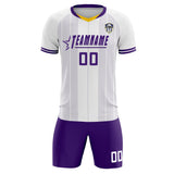Custom White Classic Striped Personalized Soccer Tops/Sets Jersey