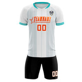 Custom White Classic Striped Personalized Soccer Tops/Sets Jersey