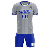 Custom Gray Classic Striped Personalized Soccer Tops/Sets Jersey