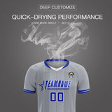 Custom Gray Classic Striped Personalized Soccer Tops/Sets Jersey