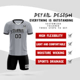 Custom Gray Classic Striped Personalized Soccer Tops/Sets Jersey