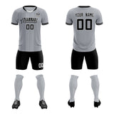 Custom Gray Classic Striped Personalized Soccer Tops/Sets Jersey