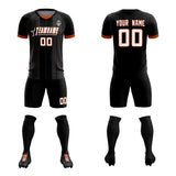 Custom Black Classic Striped Personalized Soccer Tops/Sets Jersey