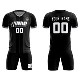 Custom Black Classic Striped Personalized Soccer Tops/Sets Jersey
