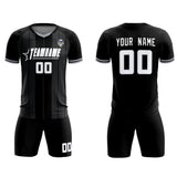 Custom Black Classic Striped Personalized Soccer Tops/Sets Jersey
