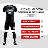 Custom Black Classic Striped Personalized Soccer Tops/Sets Jersey