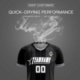 Custom Black Classic Striped Personalized Soccer Tops/Sets Jersey