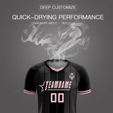 Custom Black Classic Striped Personalized Soccer Tops/Sets Jersey