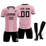 Custom Light Pink Classic Striped Personalized Soccer Tops/Sets Jersey