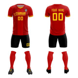 Custom Red Classic Striped Personalized Soccer Tops/Sets Jersey