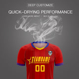 Custom Red Classic Striped Personalized Soccer Tops/Sets Jersey