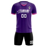 Custom Purple Classic Striped Personalized Soccer Tops/Sets Jersey