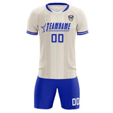 Custom Cream Classic Striped Personalized Soccer Tops/Sets Jersey