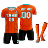 Custom Orange Classic Striped Personalized Soccer Tops/Sets Jersey