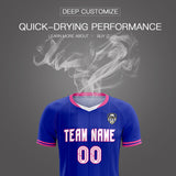 Custom Royal Classic Striped Personalized Soccer Tops/Sets Jersey
